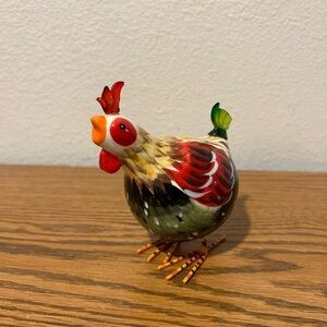 Colorful Glass Rocking Rooster Figurine